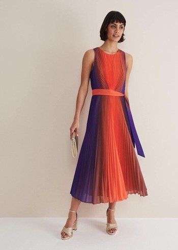 Phase Eight Simara Ombre Pleated Dress Multicolor USA | 5908624-TG